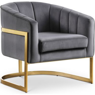Carter Velvet Accent Chair In Grey