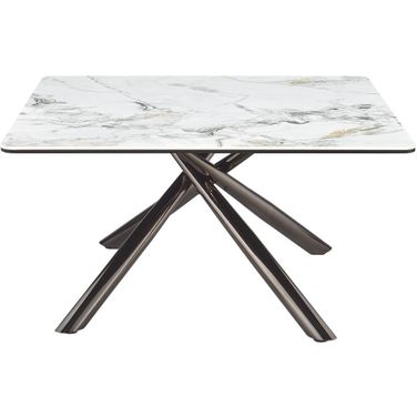 Carvell Square Sintered Stone Top Coffee Table In Mirage White