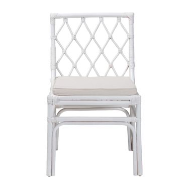 Carwyn Rattan Dining Chair In White