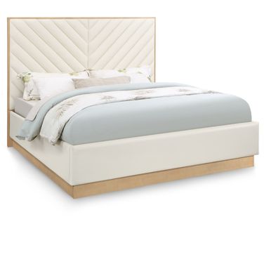 Casa Vegan Leather King Bed In Cream
