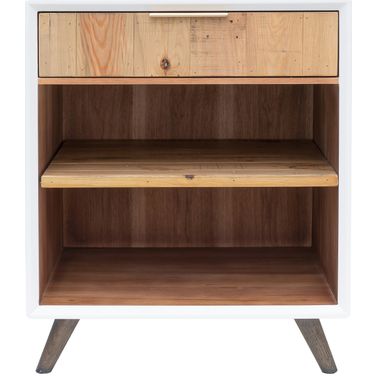 Casablanca White and Brown Nightstand
