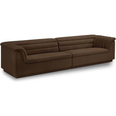 Cascade Fabric Modular Sofa In Brown Velvet