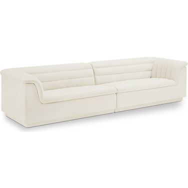 Cascade Fabric Modular Sofa In Cream Velvet