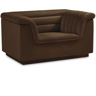 Cascade Velvet Fabric Chair In Brown