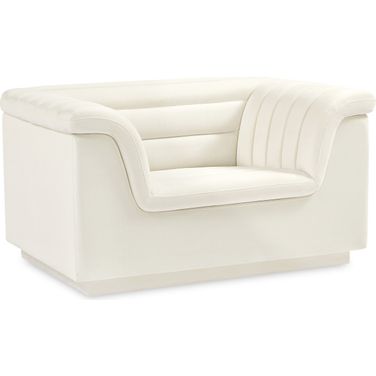 Cascade Velvet Fabric Chair In Cream