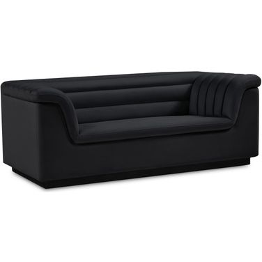 Cascade Velvet Fabric Loveseat In Black