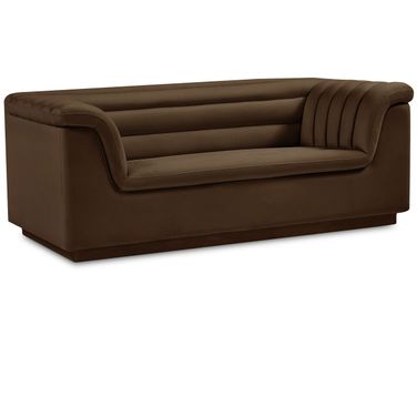 Cascade Velvet Fabric Loveseat In Brown