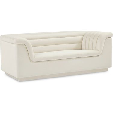 Cascade Velvet Fabric Loveseat In Cream