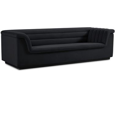 Cascade Velvet Fabric Sofa In Black