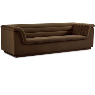 Cascade Velvet Fabric Sofa In Brown