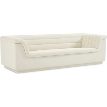 Cascade Velvet Fabric Sofa In Cream