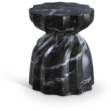 Caserta Marble Finish Concrete End Table In Black