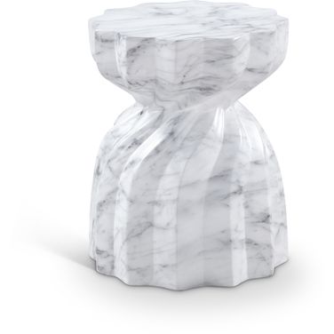 Caserta Marble Finish Concrete End Table In White