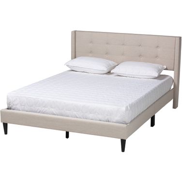 Casol Fabric Upholstered Full Platform Bed In Beige