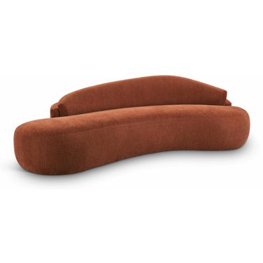 Caspian 101 Inch Chenille Fabric Upholstered Sofa In Cognac