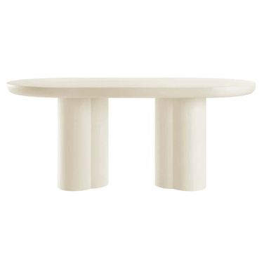 Caspian 72 Inch Concrete Oval Dining Table In White