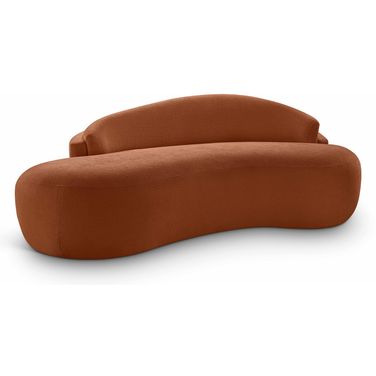 Caspian 79 Inch Chenille Fabric Upholstered Loveseat In Cognac