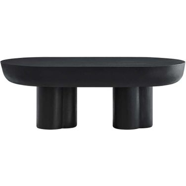 Caspian Concrete Oval Coffee Table In Black