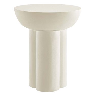 Caspian Concrete Round Side Table In White