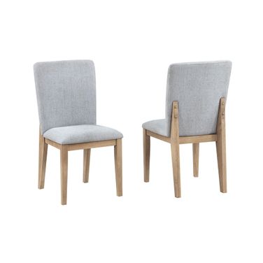 Caspian 19 Inch Dining Chair Set of 2 In Gray Linen and Oak