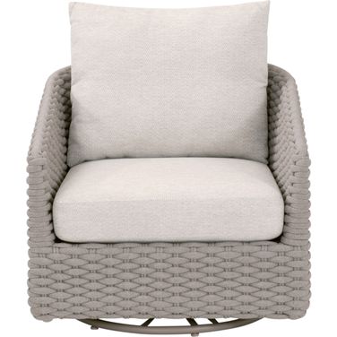 Caspian Outdoor Swivel Rocker Sofa Chair In Taupe and Brown