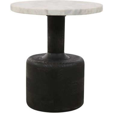 Caspian Side Table with Marble Top In White and Black