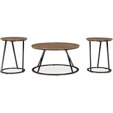 Cassbryn Table Set of 3 In Brown and Black