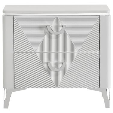 Cassia 2-Drawer Nightstand Bedside Table In White High Gloss