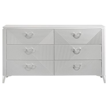 Cassia 6-Drawer Bedroom Dresser Cabinet In White High Gloss