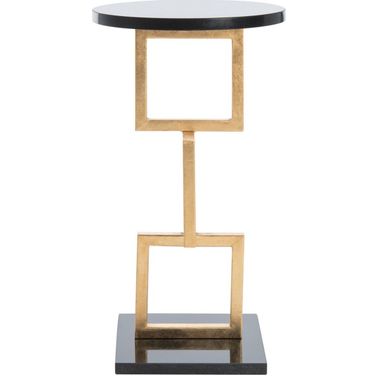 Cassidy Black and Gold Leaf Accent Table