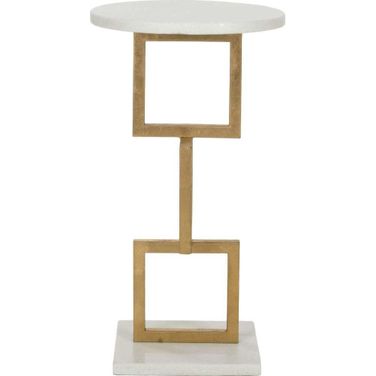 Cassidy Gold and White Silver Leaf Accent Table