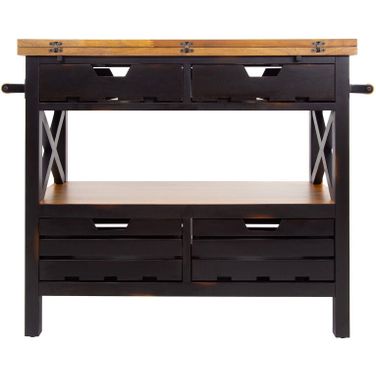 Cassidy Kitchen Island In Natural Brown and Black