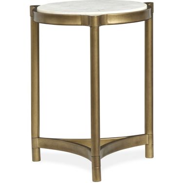 Cassidy Round Accent Table In Aged Brass And Volakas Classic