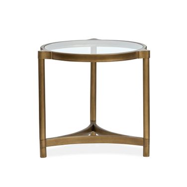Cassidy Round End Table In Aged Brass And Volakas Classic