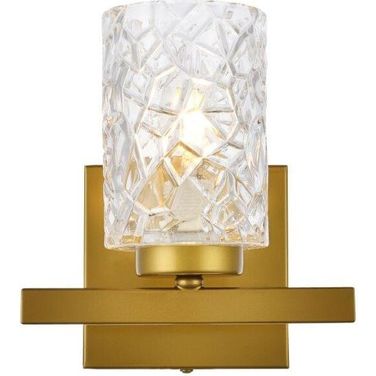 Cassie 1 Light Bath Sconce In Brass With Clear Shade