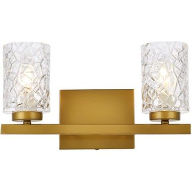 Cassie 2 Lights Bath Sconce In Brass With Clear Shade
