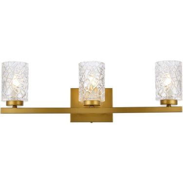 Cassie 3 Lights Bath Sconce In Brass With Clear Shade