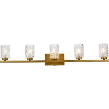 Cassie 5 Lights Bath Sconce In Brass With Clear Shade
