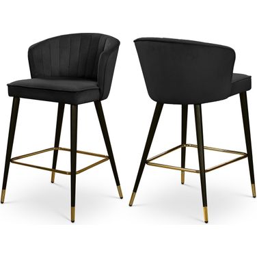 Cassie Velvet Stool Set of 2 In Black