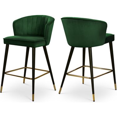 Cassie Velvet Stool Set of 2 In Green