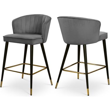 Cassie Velvet Stool Set of 2 In Grey