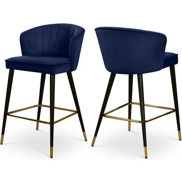Cassie Velvet Stool Set of 2 In Navy