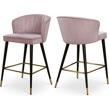 Cassie Velvet Stool Set of 2 In Pink