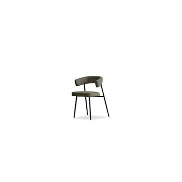 Cassis Dining Chair Set of 2 Black Powder Coated Steel Base In Hunter Green