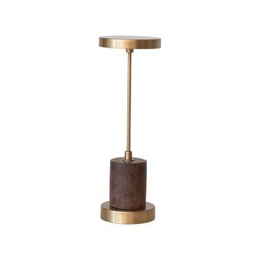 Cassius Metal and Mango Wood LED Table Lamp with Touch Sensor In Gold