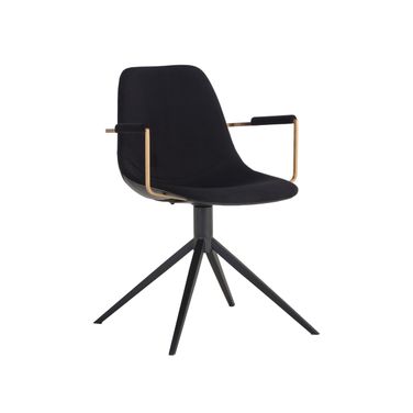 Cassius Swivel Dining Armchair In Abbington Black and Bravo Black