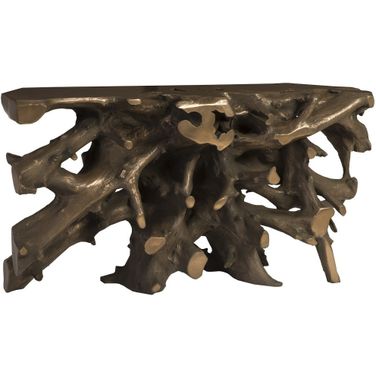 Cast Root Console Table In Bronze