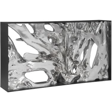Cast Root Console Table with Iron Frame In Silver