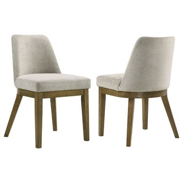 Castlewood Upholstered Side Chair Set of 2 In Light Tan and Brown Oak