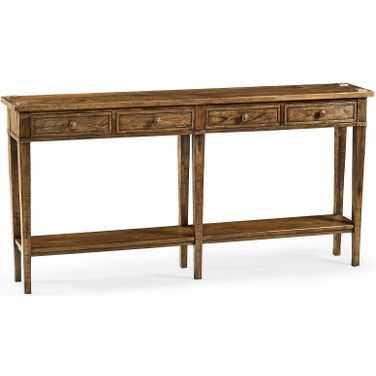 Casual Accents Country 4 Drawer Console Table In Walnut